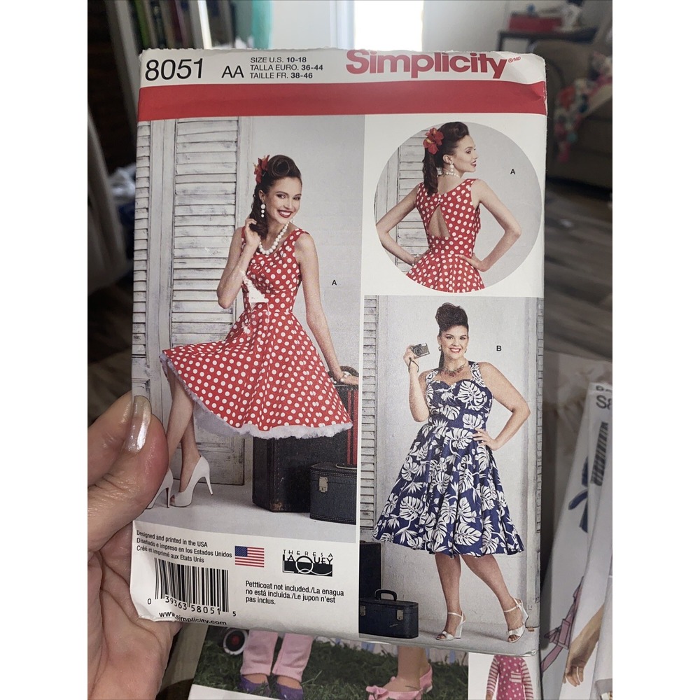 Simplicity 8051 Retro Rockabilly Dress Sewing Pattern Sizes 10-18 Uncut